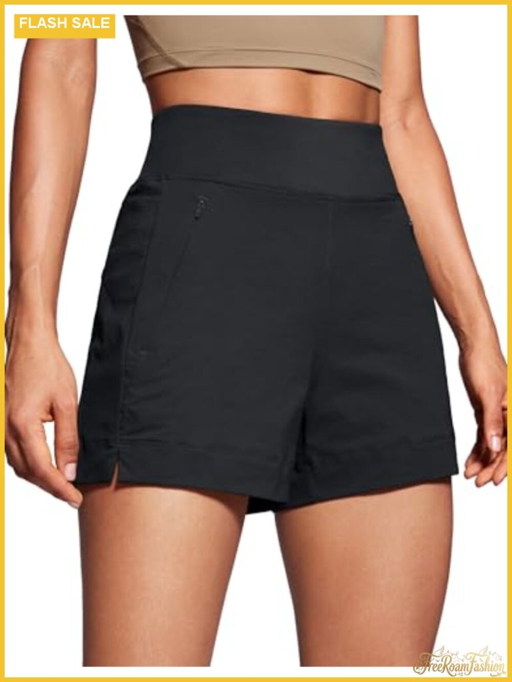 Mid Waisted Split Hiking Shorts 4" Quick-Dry Ripstop with Pockets